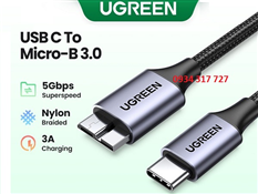 Cáp USB C Sang Micro B 3.0 5Gbps 3A  dài 0,5M Ugreen Cho Ổ Đĩa Cứng Macbook HDD SSD