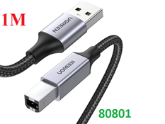 Cáp USB máy in 1M đầu nhôm bọc dù Type-A to Type-B Ugreen 80801 cao cấp