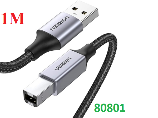 Cáp USB máy in 1M đầu nhôm bọc dù Type-A to Type-B Ugreen 80801 cao cấp