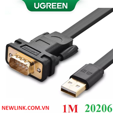 Cáp USB sang RS232 dẹt dài 1m chipset FTDI FT232 Ugreen 20206 cao cấp
