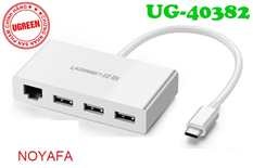Cáp USB Type C ra Lan + USB 3.1 chia 3 cổng Ugreen 40382