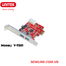Card PCI-Ex to 2 PORT USB 3.0 Unitek Y-7301