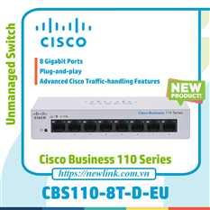 CBS110-8T-D-EU -Switch chia mạng Cisco 8 cổng Gigabits 10/100/1000 cao cấp