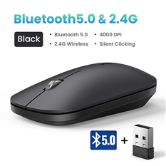 Chuột không dây Bluetooth và Wireless 2.4G Ugreen 25163 (Black) cao cấp