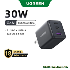 Củ sạc 30W Ugreen 55476 (2C-1A) cho Galaxy S25 S24 Ultra cao cấp