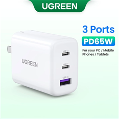 Củ sạc nhanh 65W (2 cổng USBC- 1 cổng A) Ugreen 90495 cao cấp