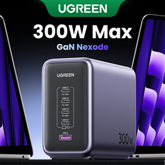 Củ Sạc nhanh để bàn Nexode GaN 300W 5 cổng USB Type-C x4, Type-A x1 Ugreen 90903B cao cấp