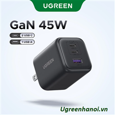 Củ sạc nhanh GaN 45W 2 USB-C x2, 1 USB-A hỗ trợ QC4+, PD3.0 Ugreen X527 65155B cao cấp