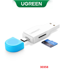 Đầu đọc thẻ 2 in 1 hỗ trợ OTG và USB TF / Micro-SD card Ugreen 30358 cao cấp