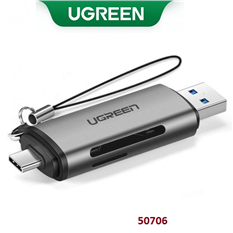 Đầu đọc thẻ nhớ SD/TF chuẩn USB Type C và USB 3.0 Ugreen 50706 cao cấp