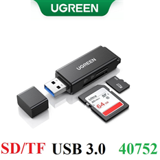 Đầu đọc thẻ SD/TF chuẩn USB 3.0 tốc độ 5Gbps Ugreen 40752 cao cấp