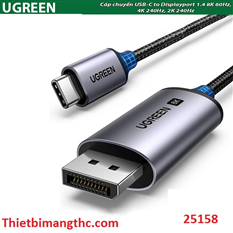 Dây cáp chuyển USB Type-C to Displayport 1.4 độ phân giải 8K@60Hz dài 2m Ugreen 25158 cao cấp