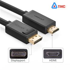 Dây cáp Displayport sang hdmi 2m , Cable Displayport sang hdmi 2m Ugreen