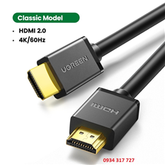 Dây, cáp HDMI 2.0 dài 1M hỗ trợ 4K@60Hz 3D/HDR/ARC Ugreen 10106 cao cấp