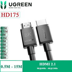 Dây, cáp HDMI 2.1 dài 0,75M 8K@60Hz 48Gbps hỗ trợ HDR eARC Ugreen 55406 cao cấp