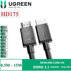 Dây, cáp HDMI 2.1 dài 3M 8K@60Hz 48Gbps hỗ trợ HDR eARC Ugreen HD175 45433 cao cấp