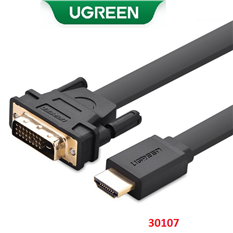 Dây Cáp HDMI sang DVI (24+1) mỏng dẹt dài 3M Chính hãng Ugreen 30107 Cao cấp