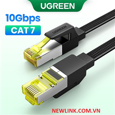 Dây Cáp mạng CAT7 đúc sẵn dẹt dài 20M tốc độ 10Gbps 600Mhz 30AWG U/FTP Ugreen 40167 (bện Nylon)