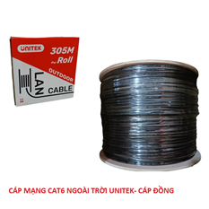 Dây, Cáp mạng UTP Cat6 OUTDOOR 0.52BC UNITEK C18139GY đen (Ngoài trời) cuộn 305m cao cấp