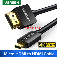 Dây, Cáp Micro HDMI to HDMI dài 3M Ugreen 30104, hỗ trợ 4K30Hz HDR cao cấp