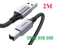 Dây, Cáp USB máy in 2M đầu nhôm bọc dù Type-A to Type-B Ugreen 80803 cao cấp