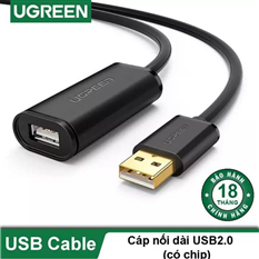 Dây, Cáp USB nối dài 10m có chíp khuếch đại Ugreen 10321 cao cấp