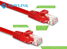 Dây mạng 10m Cat6 UTP Cat6  màu đỏ (Red) NewLinK NL-10108A đầu đúc cao cấp