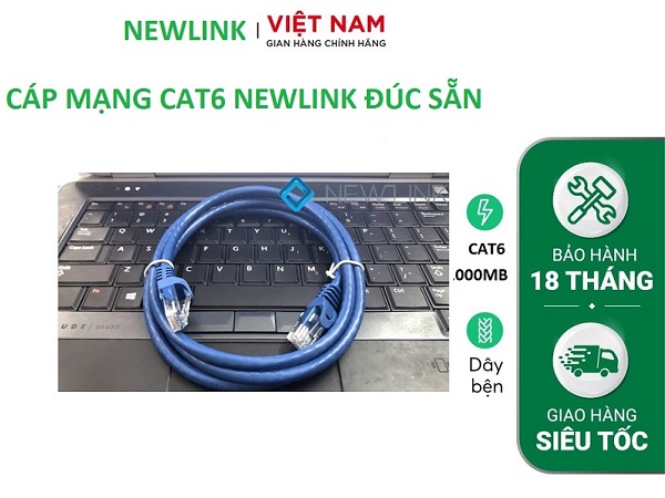 Dây mạng 10M Cat6 UTP NewLink NL-10034FBL đầu đúc cao cấp