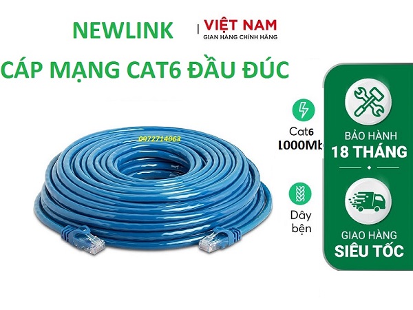 Dây mạng 15M Cat6 UTP NewLink NL-10051FBL đầu đúc cao cấp