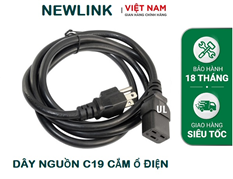 Dây nguồn 3 chân 1,5M NEWLINK C19 cắm ổ điện 3x2,08mm2 (14AWG) NL-PC19-1,5M