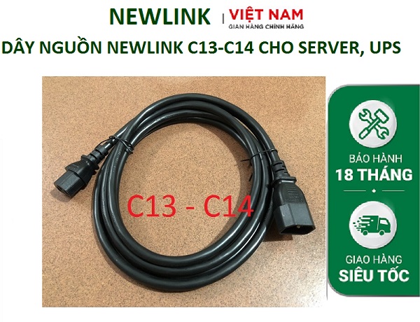 Dây nguồn NEWLINK C13-C14 dài 0,5M lõi 3x 1.31 (16 AWG) NL- PC1314 -0.5M cao cấp