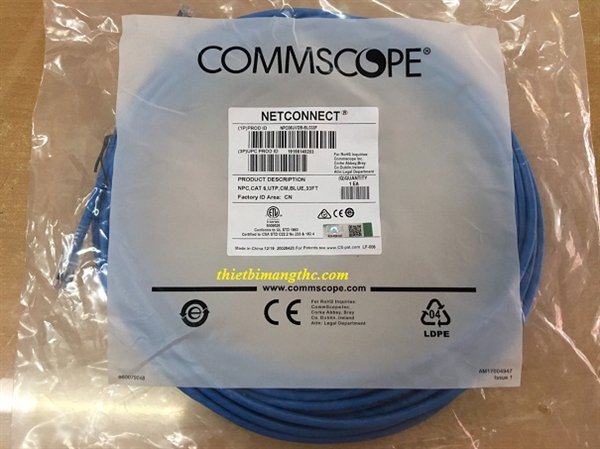 Dây nhảy patch cord commscope 10m Cat6 Blue (NPC06UVDB-BL035F)
