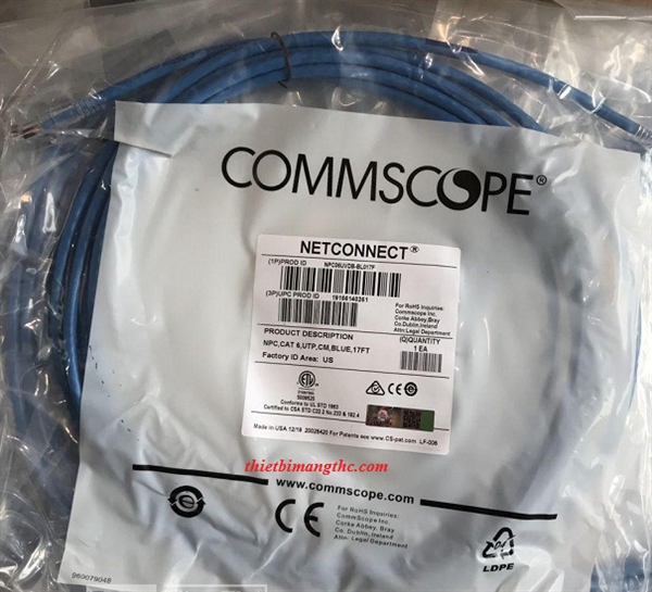 Dây nhảy patch cord commscope 5m Cat6 Blue (NPC06UVDB-BL017F)