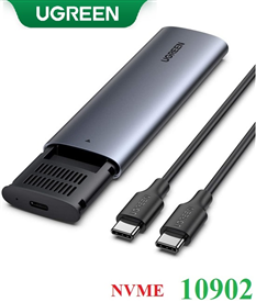 Hộp box đựng ổ cứng gắn ngoài USB-C 3.1 to SSD M.2 NVMe, PCIe, M-Key 10Gbps Ugreen 10902 cao cấp