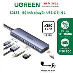 HUB đa năng USB type C 6 in 1 UGREEN CM136 80132 cao cấp