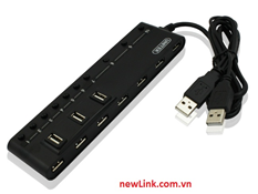 Hub USB 2.0 10 cổng Unitek Y-2110 hỗ trợ nguồn ngoài 5V/2A