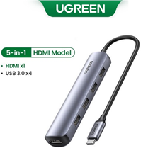 Hub USB Type C to HDMI 4K@30Hz kèm Hub 4 cổng USB 3.0 Ugreen 20197 cao cấp