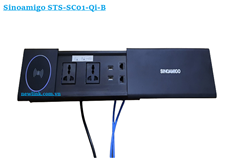 Ổ điện âm bàn Sinoamigo STS-SC01-Qi-B màu đen nắp trượt