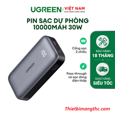 Pin sạc dự phòng PD 30W dung lượng 10000mAh sạc nhanh Ugreen 25185 PB502 cao cấp