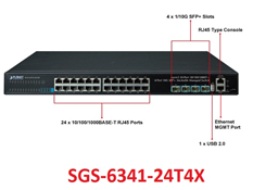 SGS-6341-24T4X, PLANET Layer 3 24-Port 10/100/1000T + 4-Port 10G SFP+ Stackable Managed Gigabit Switch
