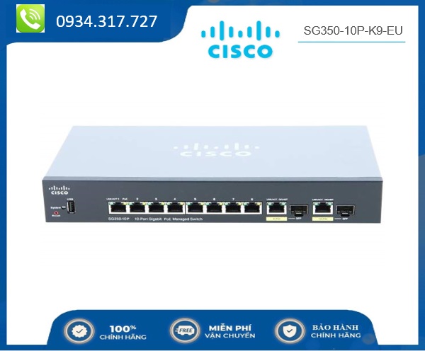 Switch cisco SG350-10P-K9-EU Managed Switch 8P 10/100/1000 PoE with 62W + 2 mini-GBIC