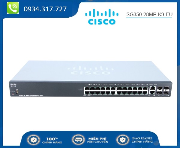Switch Cisco SG350-28MP-K9-EU Managed Switch 24 PoE+  382W +2 Gigabit SFP combo