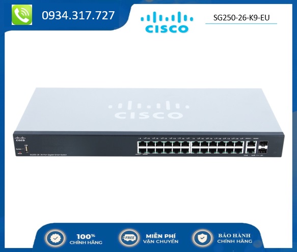 Switch Cisco Smart Switch 24 ports 10/100/1000 + 2 SFP SG250-26-K9-EU