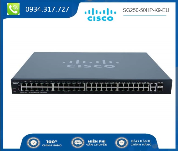 Switch Cisco Smart Switch 48P 10/100/1000 PoE+ 192W + 2SFP SG250-50HP-K9-EU