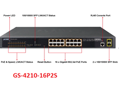 Switch PoE PLANET GS-4210-16P2S Managed  cao cấp