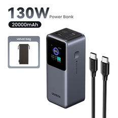 Ugreen 130W 20000mAh 35524B Laptop Power Bank Sạc Siêu Nhanh 100W PD3.1 Cho Macbook Air, Pro Lenovo cao cấp