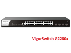 VigorSwitch G2280x - 24 Port Layer2+ Managed Gigabit Switch with 4 slot SFP+ 10 Gigabit uplink